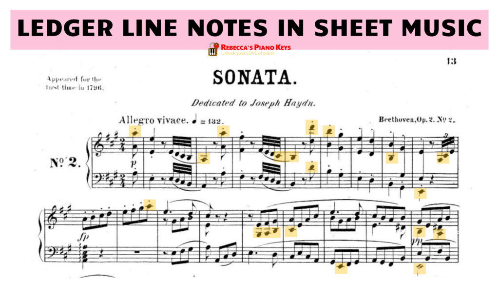 ledger line notes in sheet music